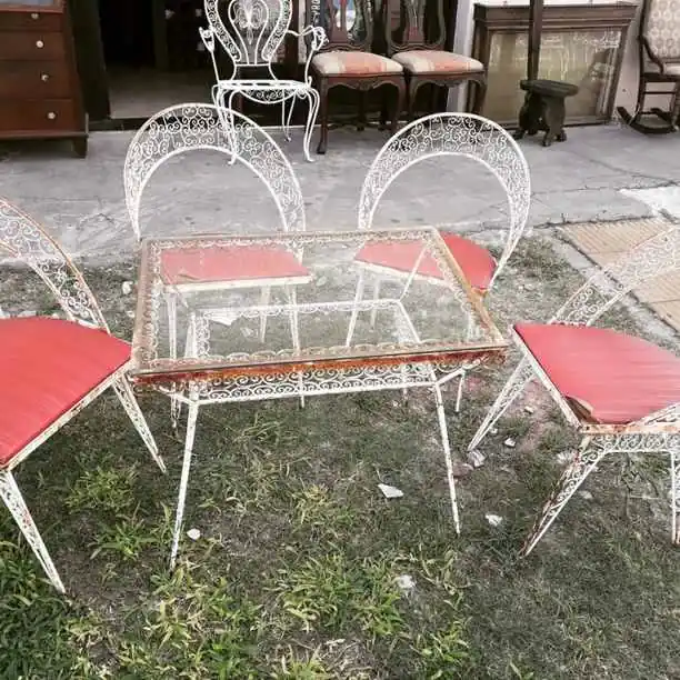 Juego de jardin antiguo hierro forjado