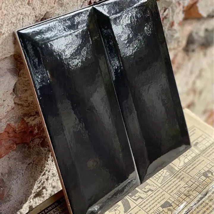 Azulejos Subway Negro Brillante Biselado 10x20 ¡Primera Calidad! (Envíos a Domicilio)