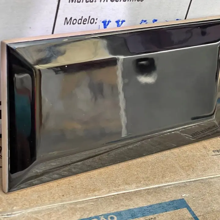 Azulejos Subway Negro Brillante Biselado 7.7x15.4 ¡Primera Calidad! (Envíos a Domicilio)