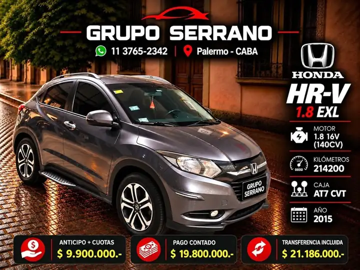 2015 Honda Hr-V 1.8 Exl - CVT
