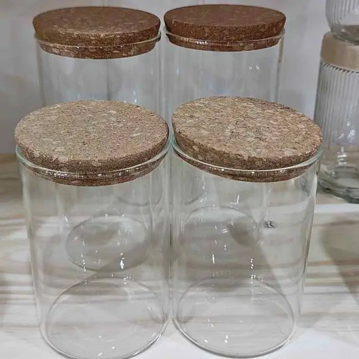 Set de 5 Frascos de Vidrio con Tapa de Corcho