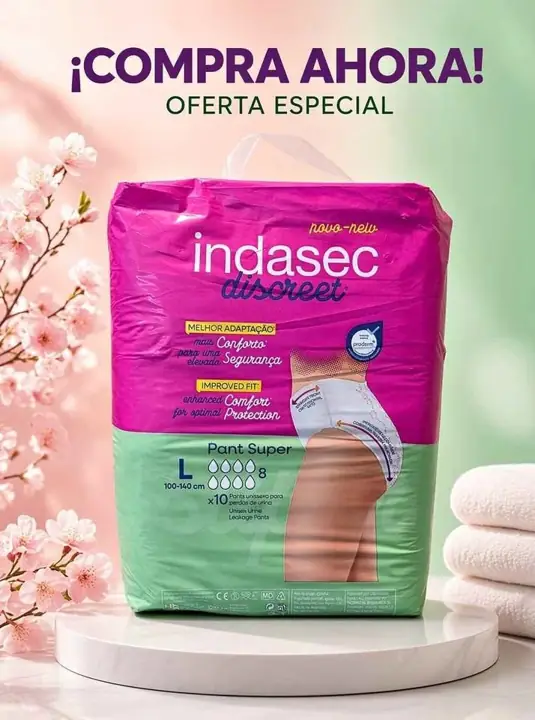 Bombachas/ pañales descartables para incontinencia talle L indasec discreet