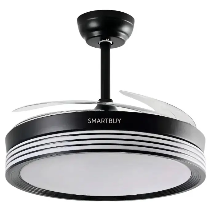 Ventilador de techo retractil con luz led negro. SMARTBUY