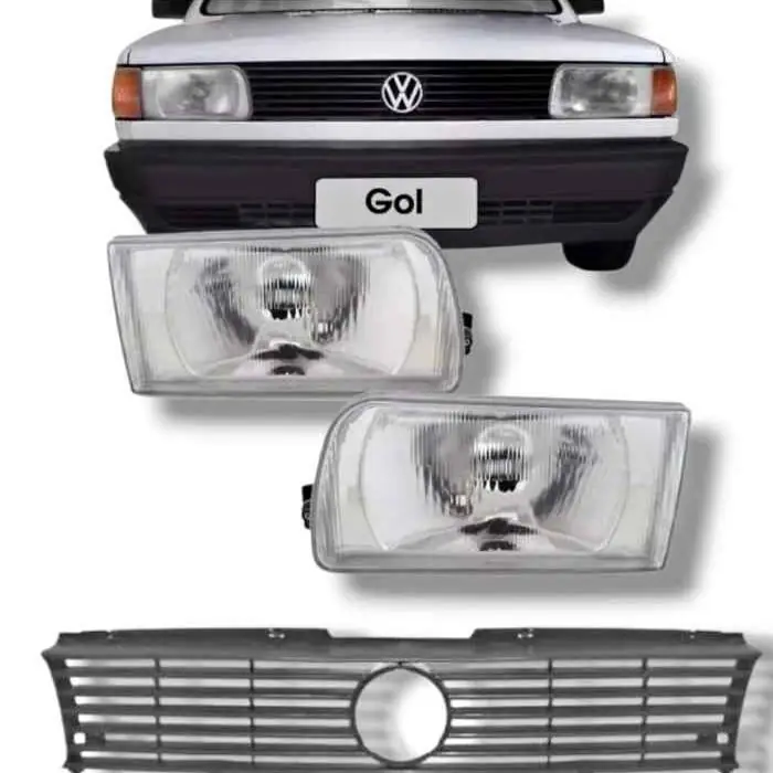 Combo x2 de ópticas delanteras y parrilla color gris o negro VW Gol G1 Senda Gacel Saveiro