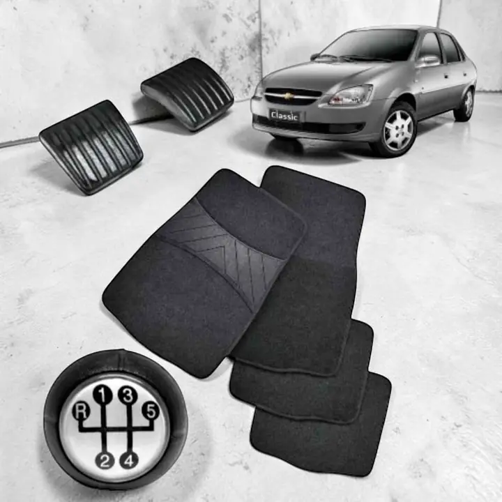 Kit Chevrolet Corsa classic bocha de palanca más X2 cubre pedal más juego de alfombras