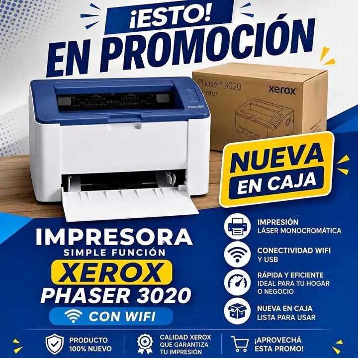 Impresora nueva marca Xerox phaser 3020 con WiFi