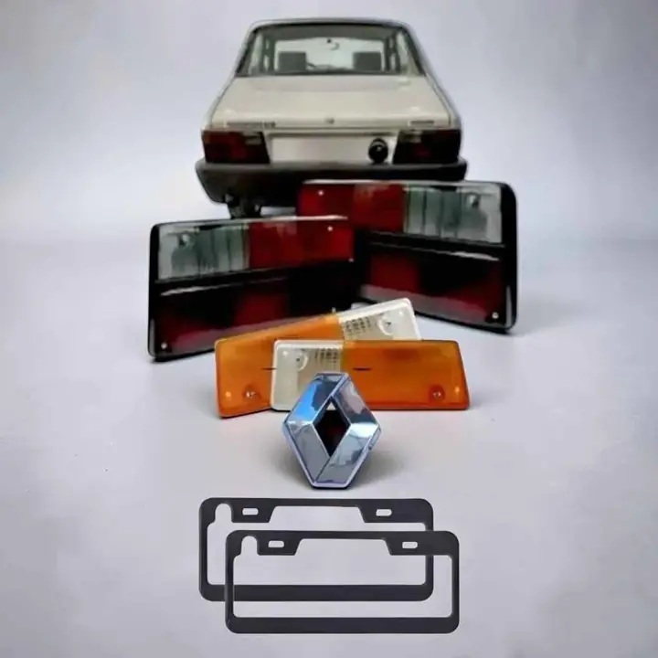Lentes delantero más lentes de faros traseros fumé con logo de parrilla y marco patente Renault 12