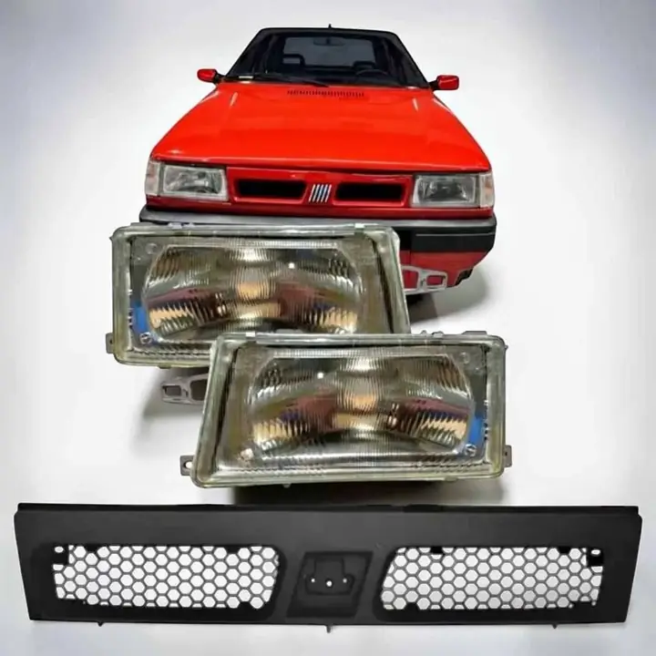 Juego de opticas delanteras más parrilla de Fiat Duna Uno del 97 al 01