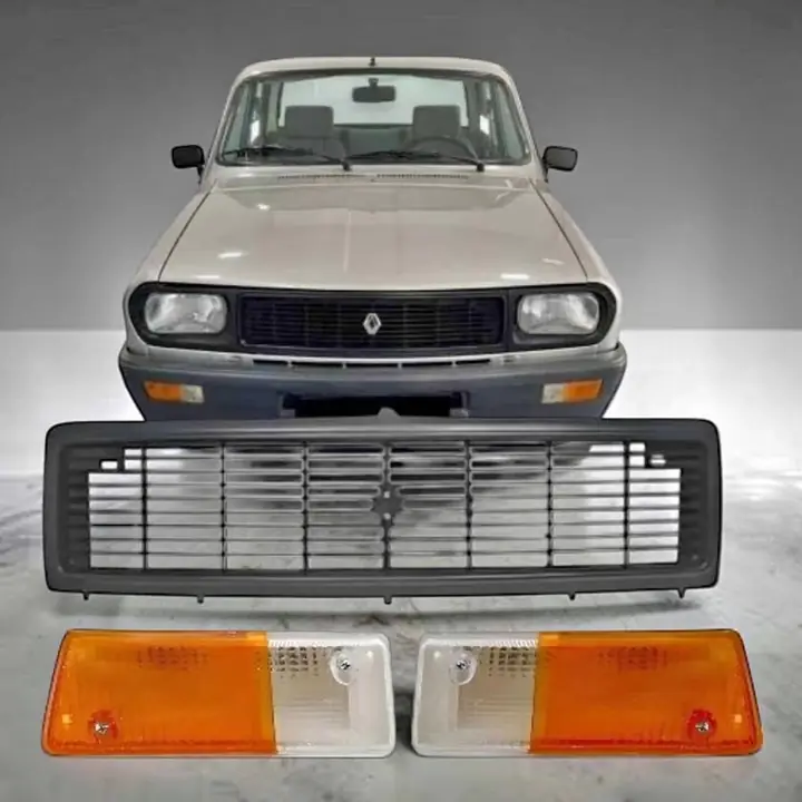 Parrilla negra más lentes de faros delanteros de paragolpe de Renault 12 Dacia del 71 al 95