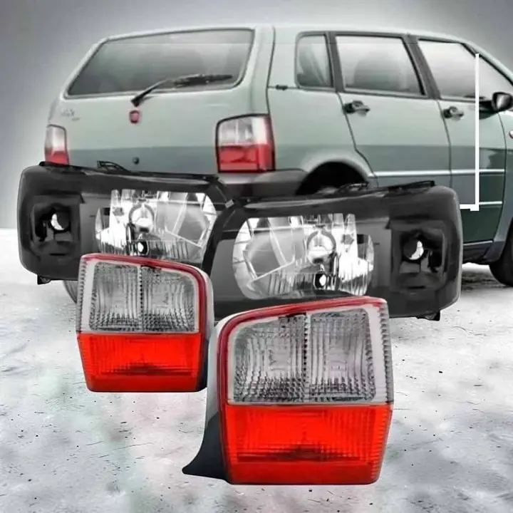 Kit ópticas fondo negro más faros traseros rojo fume o cristal y rojo Fiat Uno Fire