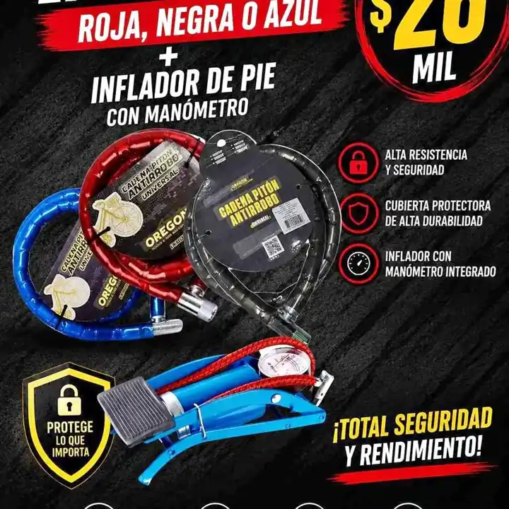 Combo cadena linga pitón más inflador de pie con monometro
