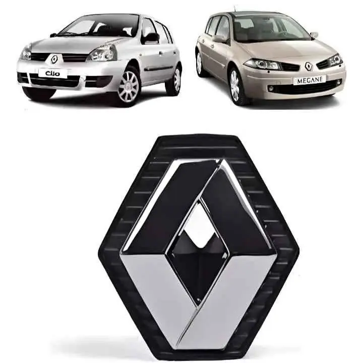 Emblema insignia capot rombo frente Clío 2 desde el 2003 negro plateado