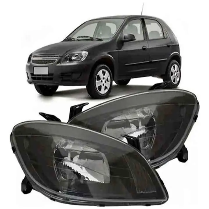 Kit x 2 ópticas delanteras de Chevrolet Celta / prisma 2011 al 2015 fondo negro
