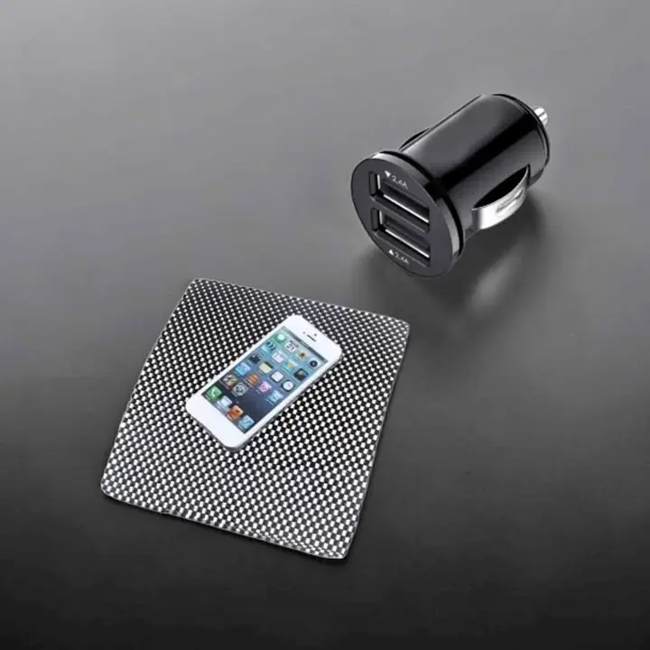 Paño antideslizante para celular más cargador doble de celular para auto