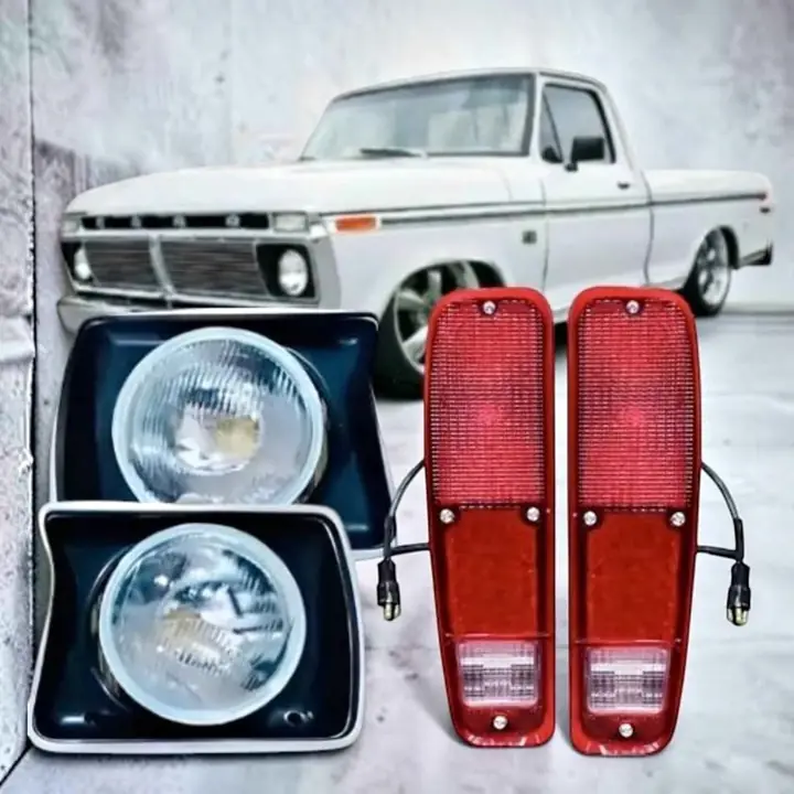 Kit juego de ópticas delanteras con aros más faros traseros de Ford F100 del 74 al 81