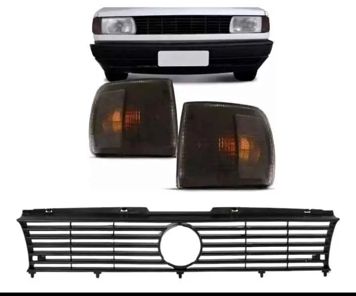 Kit de dos faros de giro fumé más parrilla central de VW senda Gacel gol G1 Saveiro modelo 91 a 95