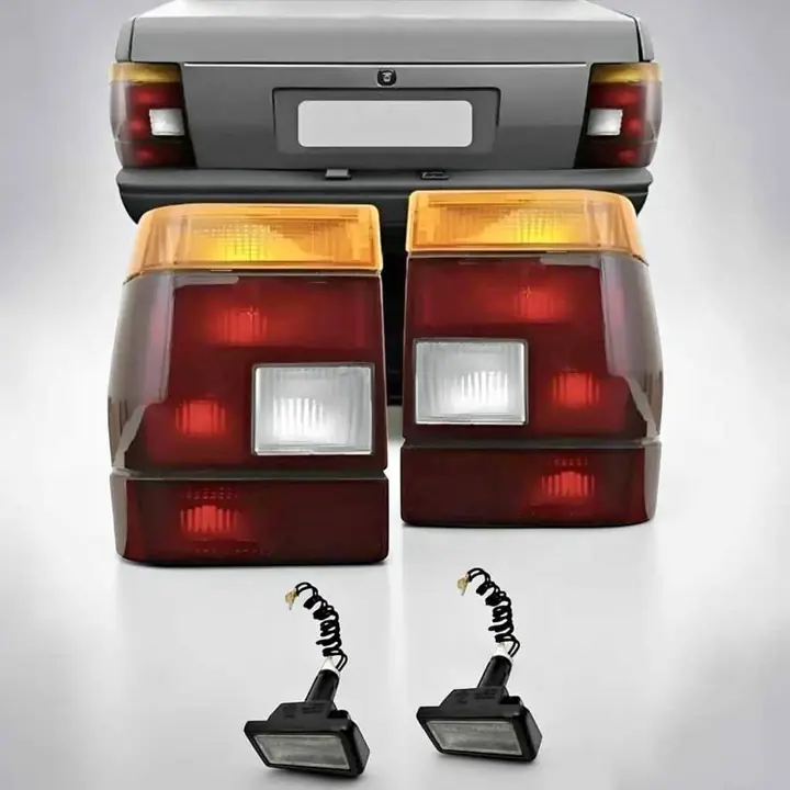 Faros traseros tricolor de Fiat Duna del 88 al 92 más faros de patente