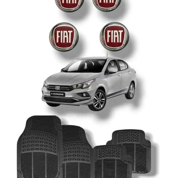 Combo de centro de llantas x 4 de Fiat Palio punto Siena strada más 4 cubre alfombra negra universl