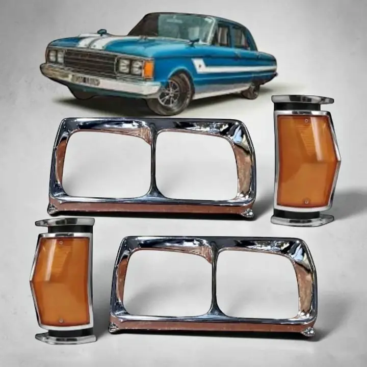Kit juego de aros de ópticas más juego de giros ámbar o cristal de Ford Falcón del 73 al 77