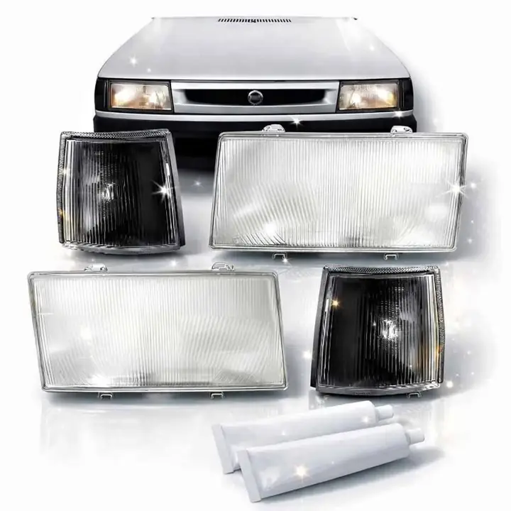 Kit de faros de giro fumé más lente de ópticas delanteras con pegamento para Fiat Duna Uno del 92 al