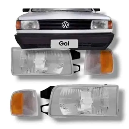 Combo de dos ópticas delanteras más dos giros ámbar/ cristal/ fumé VW Gol G1 Senda Gacel Saveiro