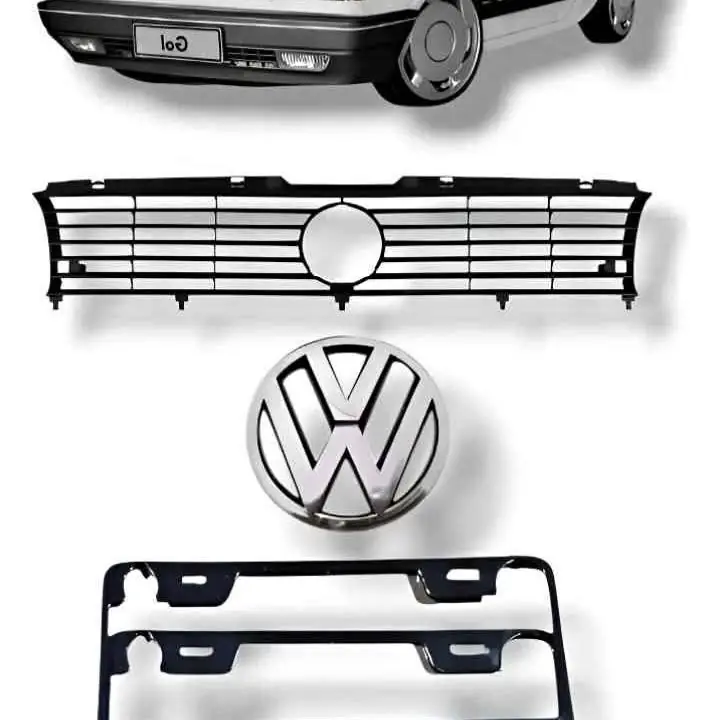 Kit de parrilla rejilla negra central más logo VW Gol G1 Senda Gacel Saveiro más Marcos de porta pa
