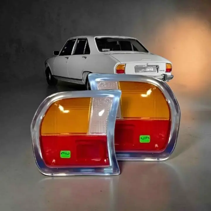 Kit x 2 lentes faros traseros de Peugeot 504 modelo 69 al 82 tricolor cromado