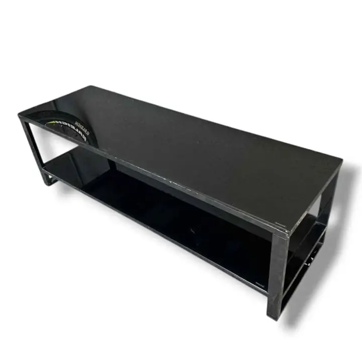 Vendo mesa de vidrio templado tipo Rack ratona excelente calidad color negro
