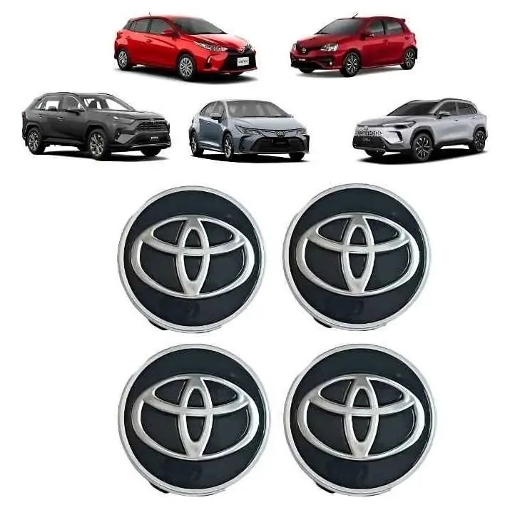 Kit completo de 4 centros de rueda Toyota etios / Corolla color negro con gris