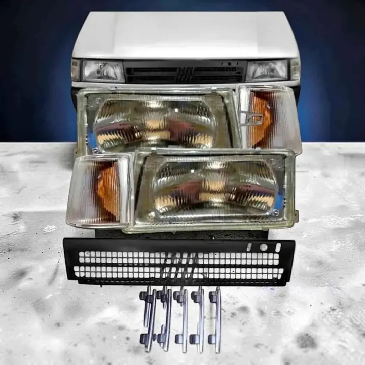 Ópticas delanteras con giros cristal más parrilla y logo Fiat Duna Uno del 92 al 02