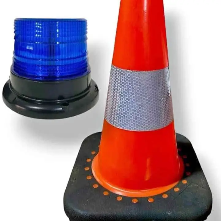 Kit de seguridad. Baliza led giratoria ( azul o Roja) más cono vial reflextivo de 30 cm