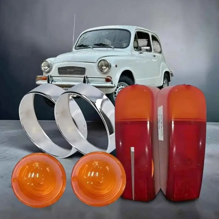 Kit de lentes delantero y trasero más aros de ópticas de Fiat 600