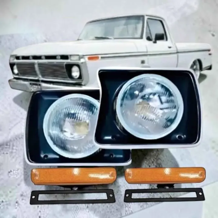 Kit de juego de ojo de gato más juego de opticas delanteras con aros de Ford F 100 del 74 al 81