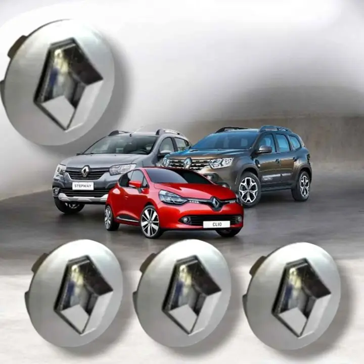 Kit x 4 centros llantas gris con cromados Renault Duster Sandero Clio( 57 mm diametro 54 mm traba )