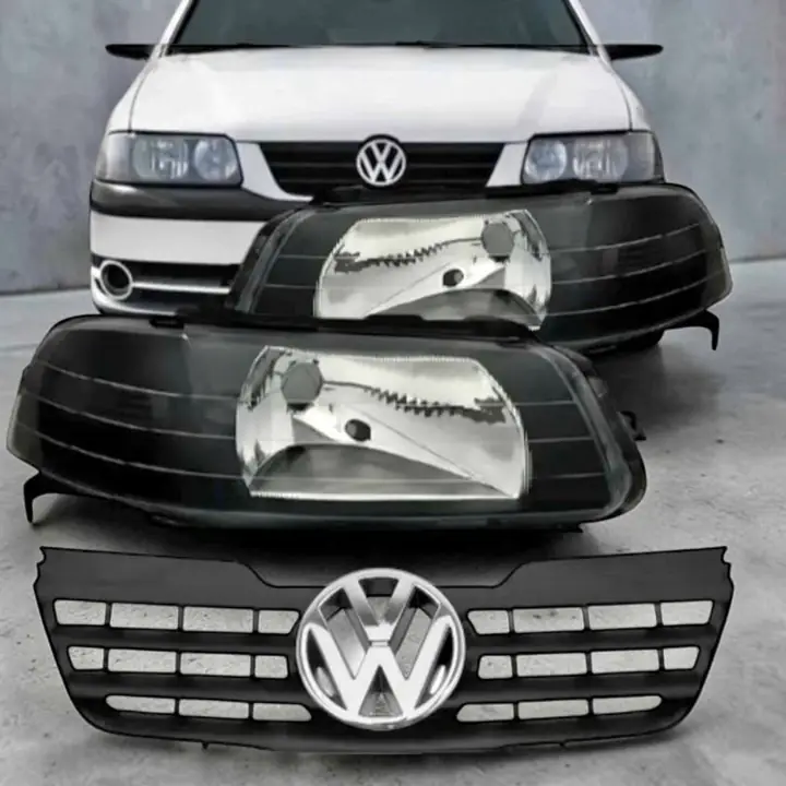 Kit ópticas base negra más parrilla y logo VW Gol G3