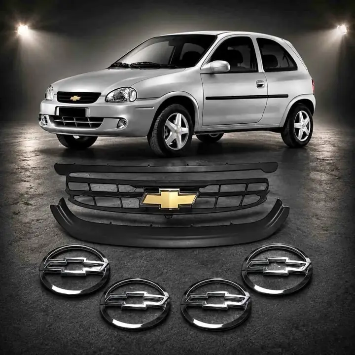 Kit de parrilla completa con insignia más juego de embellecedor de llantas gris de Chevrolet Corsa d