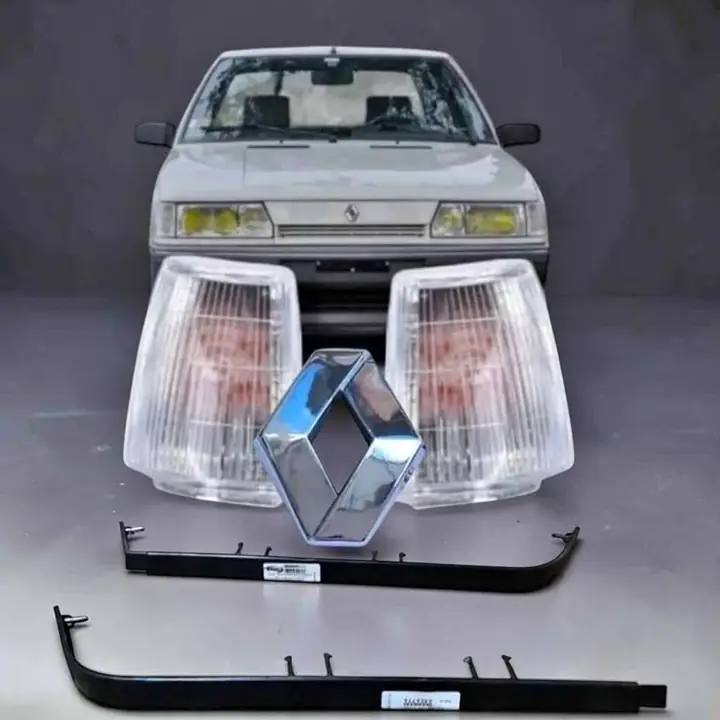 Giros delanteros cristal más logo y molduras bajo ópticas corta de Renault 9 del 91 al 96