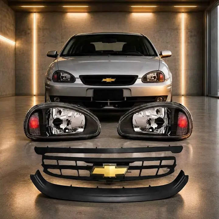 Kit corsa 200,8 al 2010 parrilla con molduras y logo más ópticas fumé delanteras
