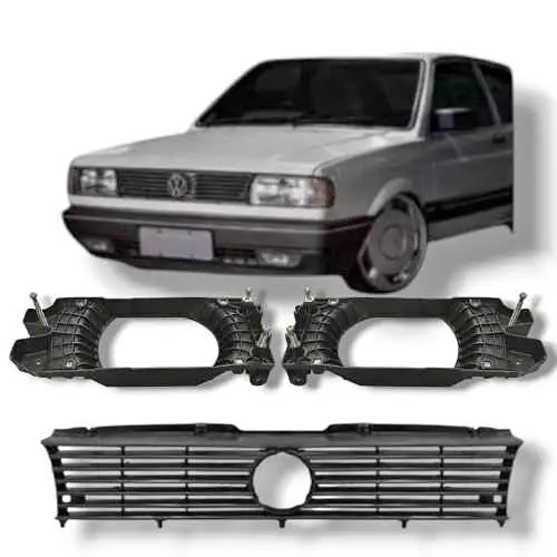 Kit de reten de ópticas delanteras + parrilla central negra o gris de VW Gol G1 Senda Gacel Saveiro