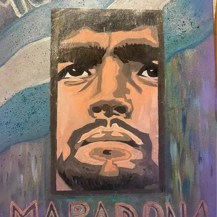 Canvas acrilic Diego Maradona exposed in art shopping , 50 x 60