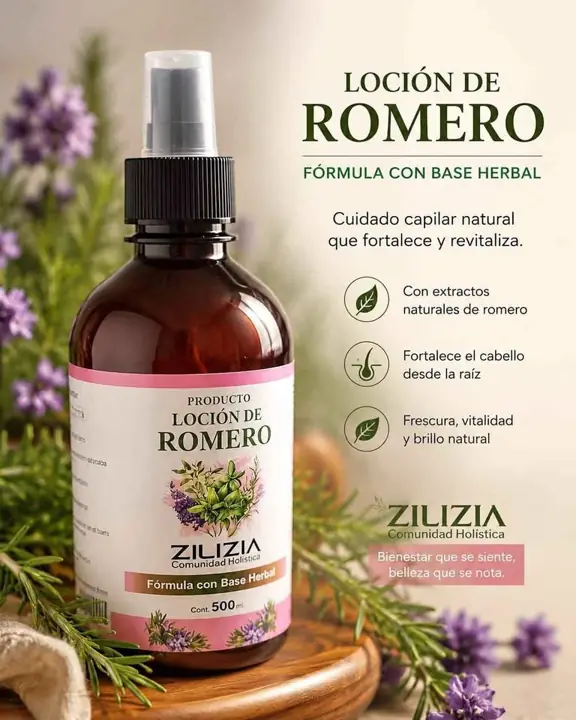 Tónico capilar Romero.Anti - caída. Base herbal. Cafeína niacinanida