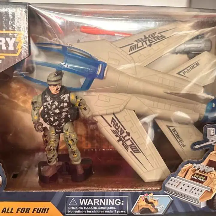 Avión militar juguete niños con soldado