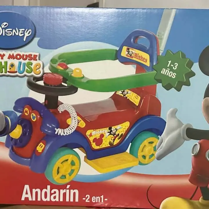 Andarin caminador pata pata mickey con apoya pie y barral de empuje