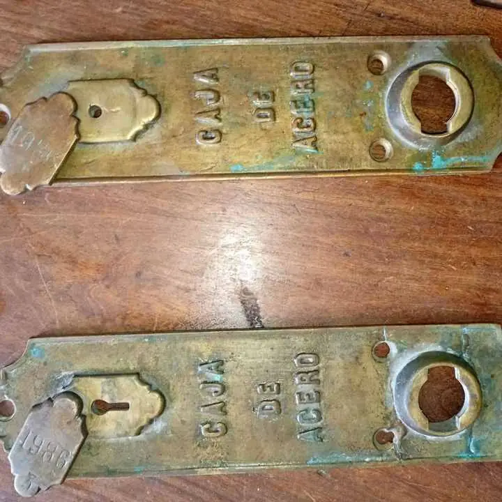 Placa Antigua Bronce Caja Fuerte 1904 - Caja de Acero - Herraje Colección