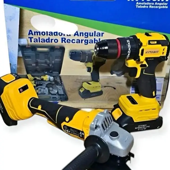 Taladro y amoladora inalambricos con baterias de 21 V