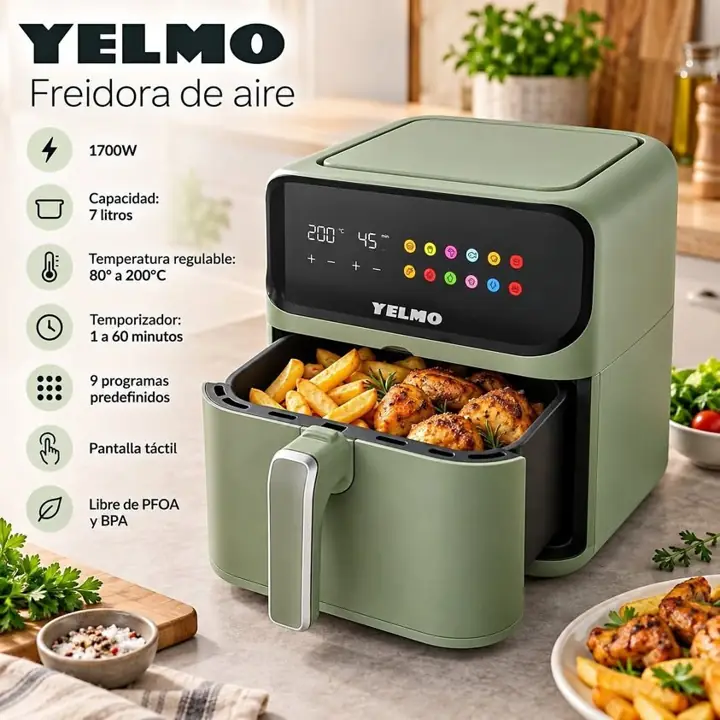 Freidora de aire digital 7L YELMO (envio gratis)