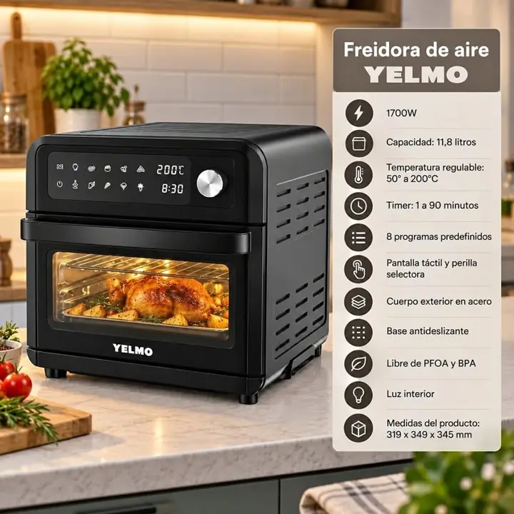 Freidora de aire 11.8L YELMO (envio gratis)
