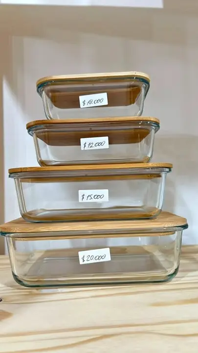 Fuentes de vidrio con tapa bambu apto horno