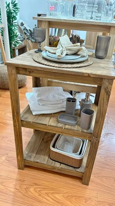 Mueble organizador pino color caoba