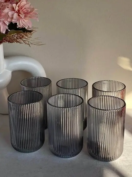Pack 6 vasos rayados negros